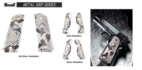 RIGHT - Real Snake Skin Metal Grip for M1911 (Real Size)