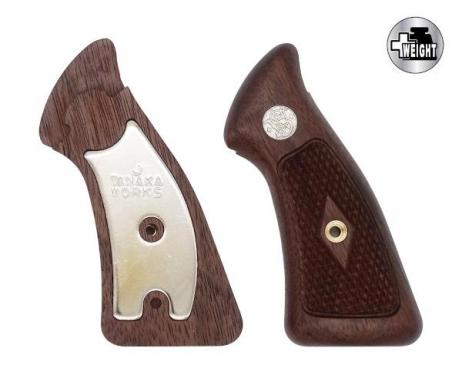 TANAKA WORKS - +Weight Grip Series Square Type Walnut Checker Grip (for J Frame / Square Butt)