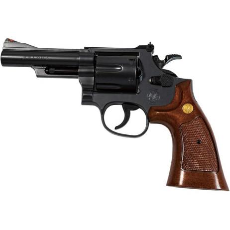 CROWN - S&W Ｍ19 Combat Magnum 4inch Black Wood Type Grip Hop Air Revolver Series (Air Cocking / Spring)