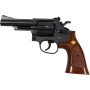 CROWN - S&W Ｍ19 Combat Magnum 4inch Black Wood Type Grip Hop Air Revolver Series (Air Cocking / Spring)