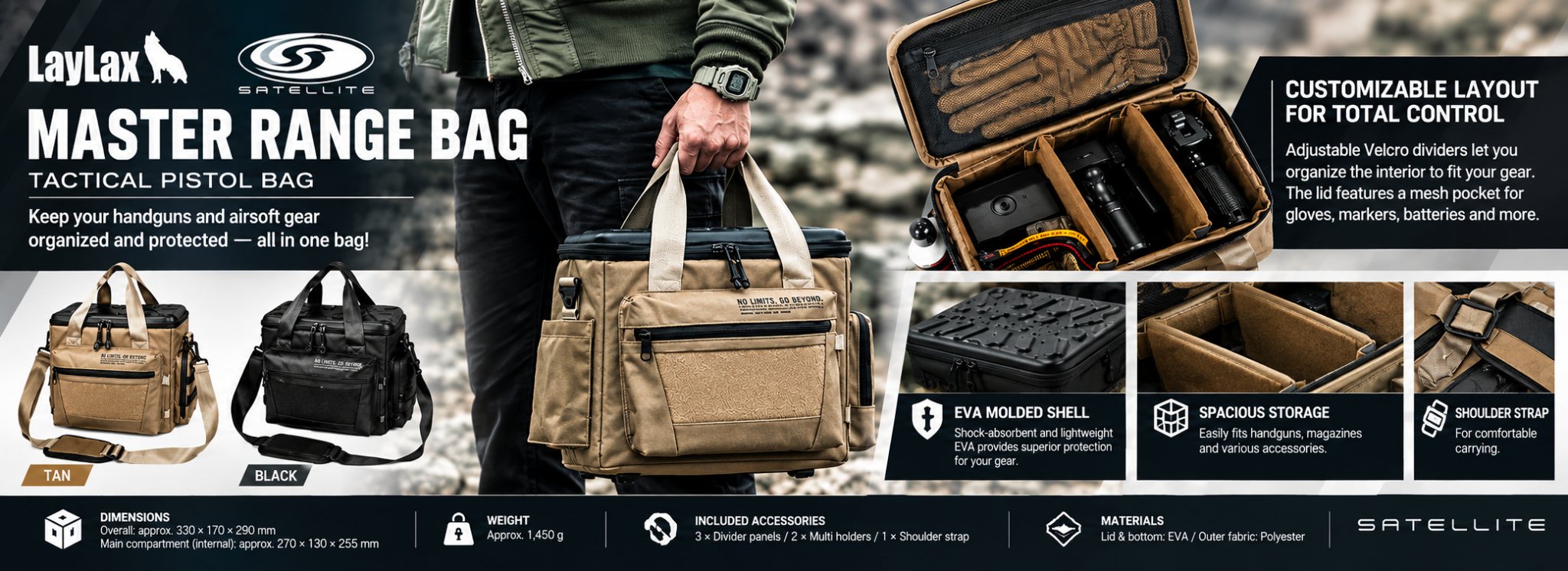 LAYLAX/SATELLITE - Master Range Bag (BK/TAN)